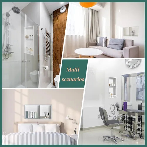 Vista 6 de Niche de ducha de 12 x 24 pulgadas, organizador de baño blanco mate, no necesita azulejos, acero inoxidable, moderno en nicho insertado en la pared