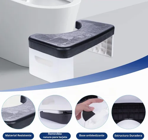 Vista 6 de Taburete de inodoro plegable, taburete de inodoro plegable de 6.7 pulgadas, taburete de baño plegable para todas las edades, taburete de pie de Negro