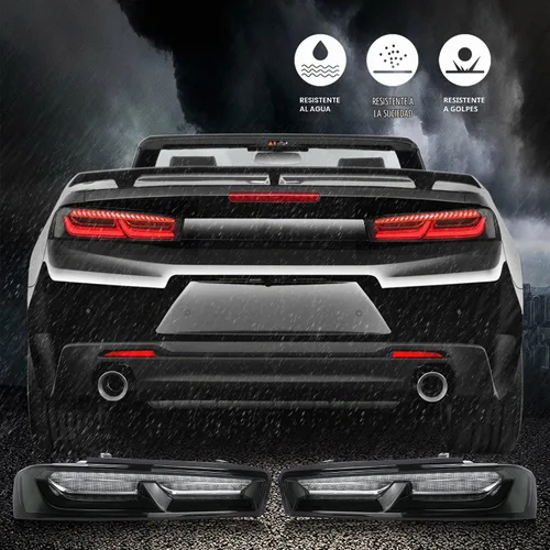 Vista 7 de Luces traseras LED VLAND enhumedecidas y transparentes compatibles con [Chevrolet Chevy Camaro Coupe 2016 2017 2018] con luces de señal intermitente