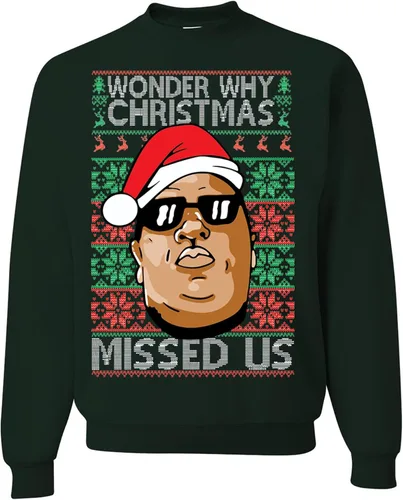 Vista 35 de wild custom apparel Suéter feo de Navidad a la moda más reciente de la colección 3 sudadera de cuello redondo Negro
