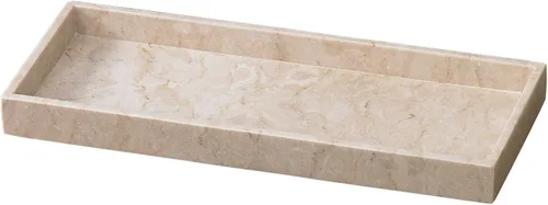 Vista 12 de Lujosa bandeja de tocador de mármol natural tallada a mano, organizador elegante y resistente para baño, dormitorio, maquillaje, encimeras, beige