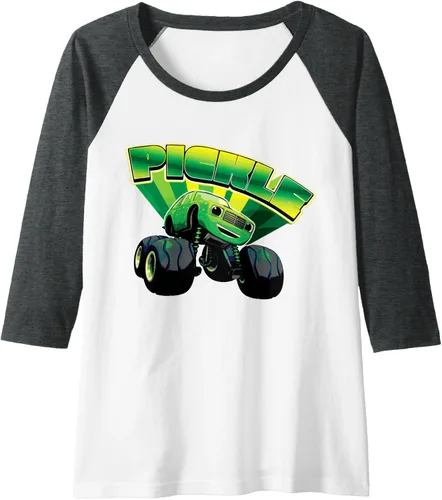 Vista 10 de Blaze and the Monster Machines Camiseta de béisbol raglán Pickle Badge, Negro, S