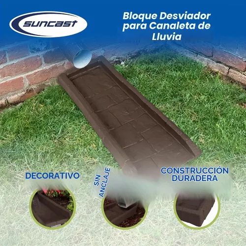 Vista 2 de Suncast Bloque de drenaje decorativo para el hogar, protector de repuesto resistente para evitar la erosión del suelo y los lavados de lluvia, Java