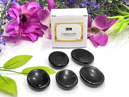 Vista 2 de GEMSCITE 5 piedras preciosas naturales, piedras para la preocupación del pulgar, cristal curativo de reiki, piedra de palma de bolsillo de energía