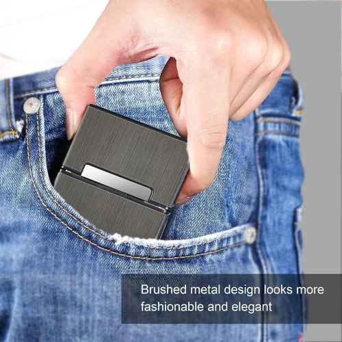 Vista 3 de Caja de cigarrillos Interruptor magnético de aluminio 20 Capacidad 3 Pack (gris+azul+negro, 3.346 in)