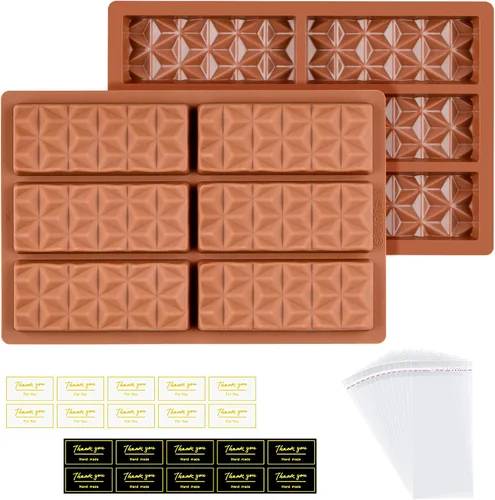 Vista 8 de 2 moldes de barra de chocolate de silicona profunda grandes moldes de chocolate se rompen en forma de pirámide, moldes gruesos para barra de caramelo