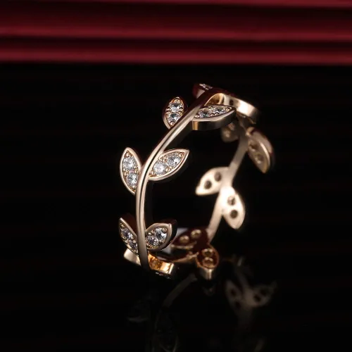 Vista 4 de Taoqiao Anillo de compromiso de plata de ley 925 con circonita cúbica curvada de ramas de olivo para mujer