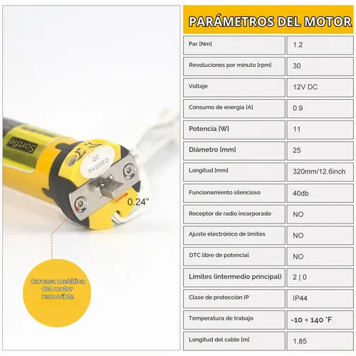 Vista 3 de Allen Wrench - Motor de persiana de repuesto para autocaravana con cable de 12 V CC, interruptor de límite integrado y ajuste