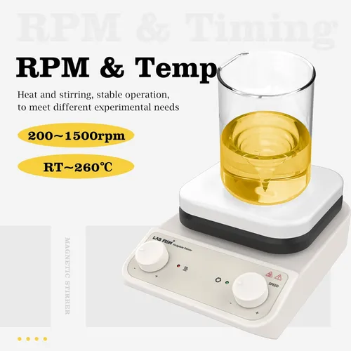 Vista 3 de LAB FISH 200-1500RPM agitador magnético placa caliente 536.0 °F/536℉ HS-6 Even heating, durable ceramic coating, brushless motor, knob control