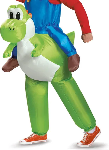 Vista 3 de Disfraz para hombre de Mario montando a Yoshi, talla única , Multicolor