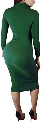 Vista 4 de vestido de manga larga con cuello alto para mujer
