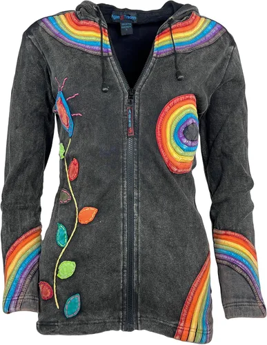 Vista 34 de Agan Traders Chaquetas bohemias con cremallera para mujer, con parches de teñido anudado, sudaderas ligeras con capucha para mujer 2025