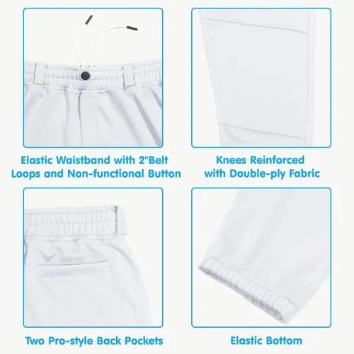 Vista 3 de Mivei Pantalones de béisbol para niños de 2 a 7 años, pantalones de béisbol para niños pequeños, pantalones de sóftbol con bolsillos UPF50+
