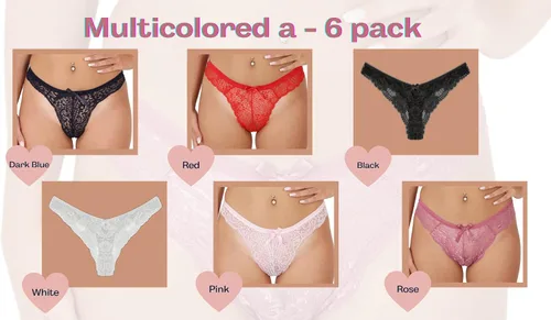 Vista 3 de YEZSTART - Tangas de algodón para mujer, transpirables, suaves, elásticas, con encaje, paquete múltiple