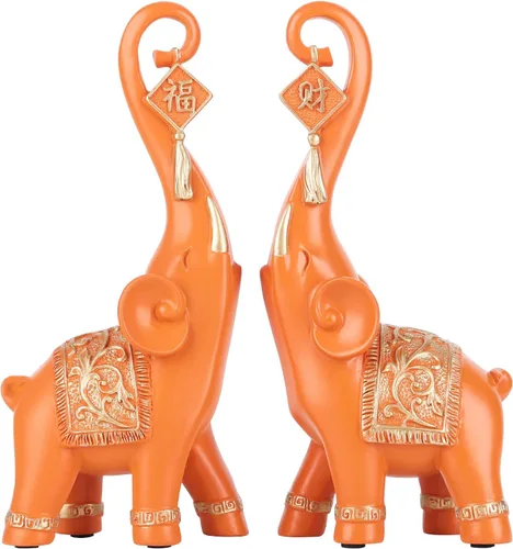 Vista 10 de DOVDOV Estatua de elefante, elefante azul, decoración del hogar, estatua de elefante de buena suerte, decoración para el hogar, regalo de elefante