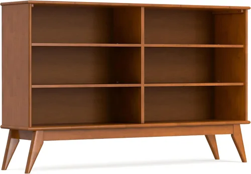 Vista 5 de SIMPLIHOME Draper - Estantería de madera maciza de 64 pulgadas de alto Rubio