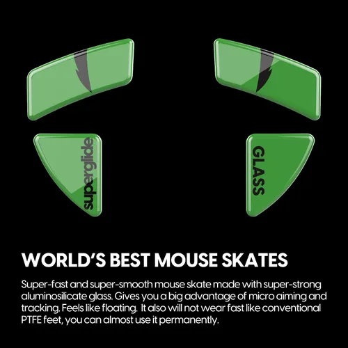 Vista 2 de Superglide - Patas patines para mouse más rápidos y suaves fabricados con suela de cristal ultra resistente, impecable, súper rápida, suave