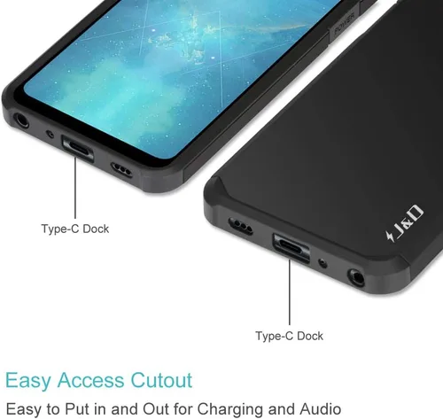 Vista 6 de J&D Funda protectora resistente de doble capa híbrida a prueba de golpes para LG G7 ThinQ, funda protectora resistente, color negro