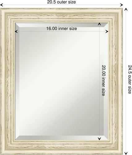 Vista 4 de Amanti Art - Espejo de baño blanco para sobre lavabo, espejo rectangular de 24x20 con lavado de campo blanco, marco rústico pequeño de madera
