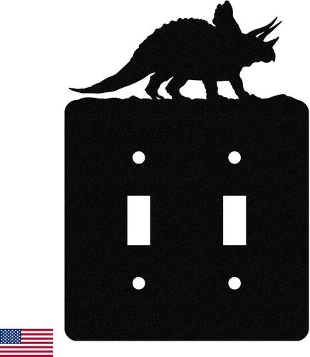 Vista 15 de Brachiosaurus Dinosaur - Placa de pared dúplex individual (potencia única, negro) American Steel Decorative Electrical Covers, 1-gang Outlet
