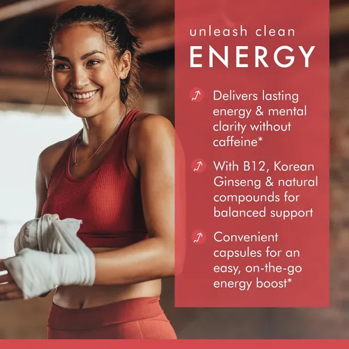Vista 5 de Dr. Mercola Pure Power Energy Boost con ginseng + B12 - Apoyo energético limpio a base de plantas - Extracto de ginseng coreano y cacao - Suplemento
