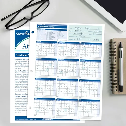 Vista 8 de ComplyRight Calendario de asistencia académica 2025-2026, paquete de 50
