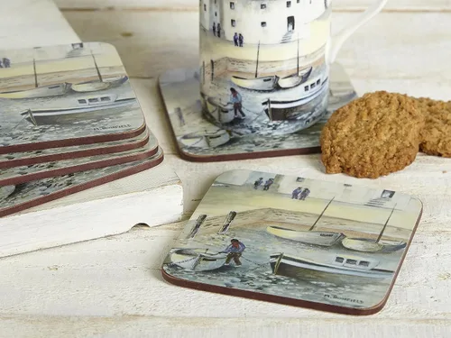 Vista 2 de Creative Tops Cornish Harbour - Juego de 6 posavasos con respaldo de corcho, 4.1 x 4.1 in