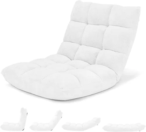 Vista 22 de Giantex Silla plegable de suelo con soporte para el respaldo, 14 posiciones ajustables, cama acolchada, sillón reclinable, sillas de video para Negro