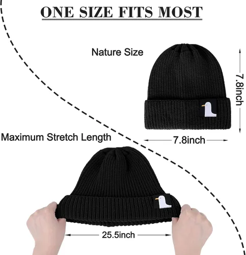 Vista 2 de Beanie Hats for Men Women Winter Warm Knit Cuffed Beanies with Duck Design for Cold Weather