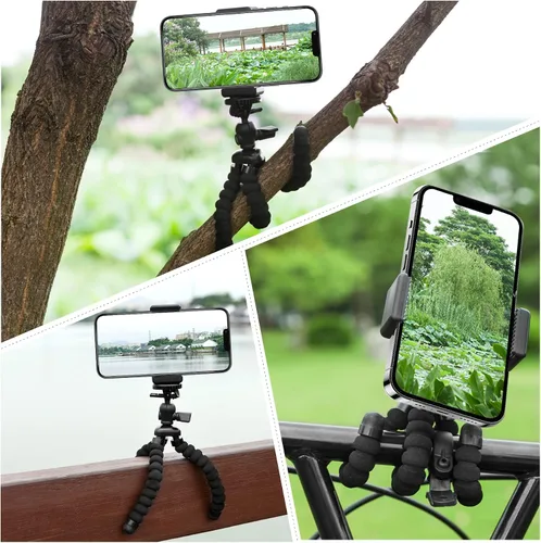 Vista 7 de ZTON trípode flexible para teléfono celular pequeño, montaje para teléfono celular ajustable, soporte Octopus universal para iPhone, Samsung, cámara