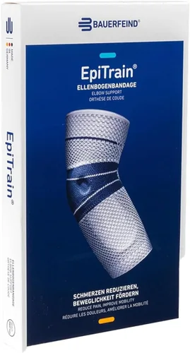Vista 8 de Bauerfeind - EpiTrain - Soporte de Codo - Codera Tejida y Respirable con Compresión Específica para Dolor Crónico de Codo, Soporte para Tendones