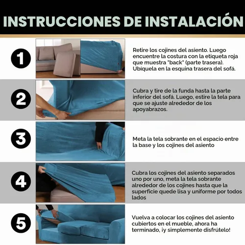 Vista 7 de PrinceDeco Funda elástica de terciopelo para sofá de 2 piezas, funda para silla, lavable, protector de muebles suave con parte inferior elástica Azul