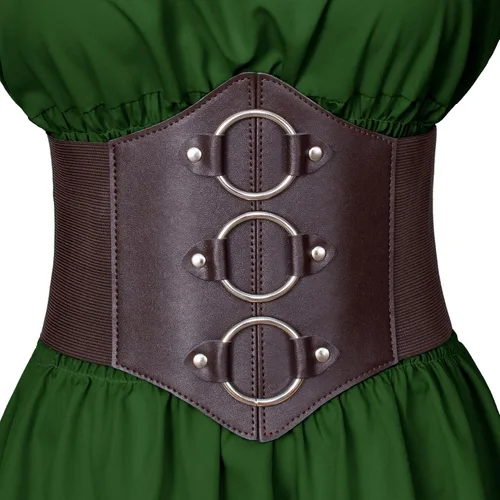 Vista 9 de Conjunto de blusa estilo renacentista victoriana campesina con volantes y cintura fruncida estilo bohemio pirata con cinturón
