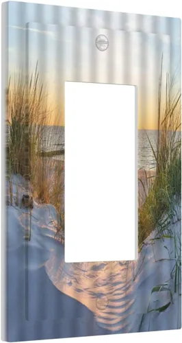 Vista 27 de Placa de pared de 1 cuadrilla, diseño de playa, océano, amanecer, mar, atardecer, cubierta de interruptor de luz en blanco, decorativo, sin