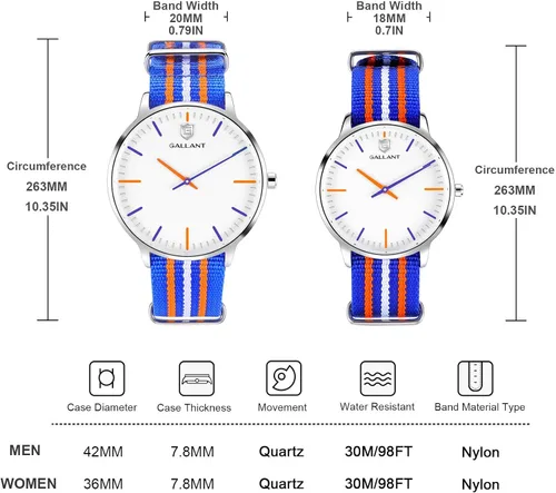 Vista 5 de Reloj de pulsera de cuarzo para parejas de hombres y mujeres, reloj de pulsera de acero ultra fino casual clásico de malla para él y para ella