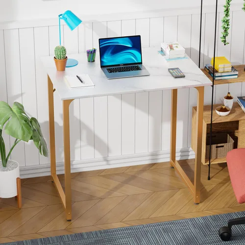Vista 9 de Escritorio de computadora de 32 pulgadas para espacios pequeños, escritorio de oficina en casa, estilo moderno y simple, escritorio de trabajo Negro