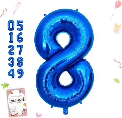 Vista 206 de Globos grandes de 40 pulgadas de números del 0 al 9, globos numéricos para decoración de fiesta de cumpleaños, globos de helio de aluminio