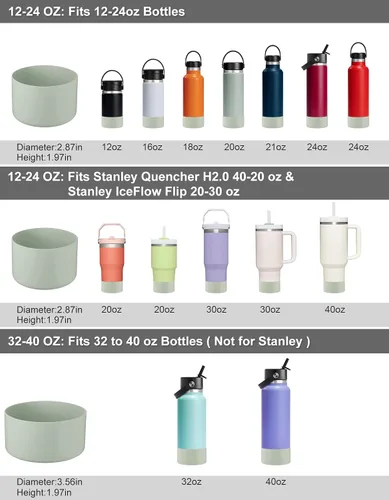 Vista 7 de CHEETAH Funda Protectora para Botella de Agua Hydroflask de 12oz - 40oz, Funda de Silicona Inferior Sin BPA, Compatible con Todas las Botellas