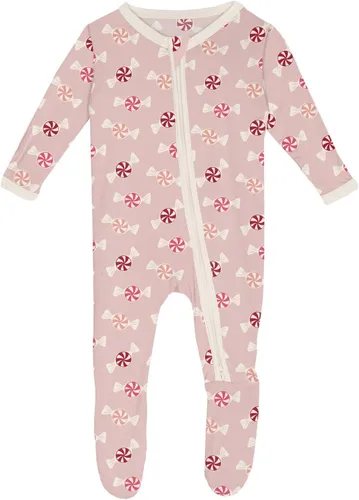 Vista 124 de KicKee Baby & Toddler - Pijama de viscosa ultrasuave de bambú con patas abatibles y puños