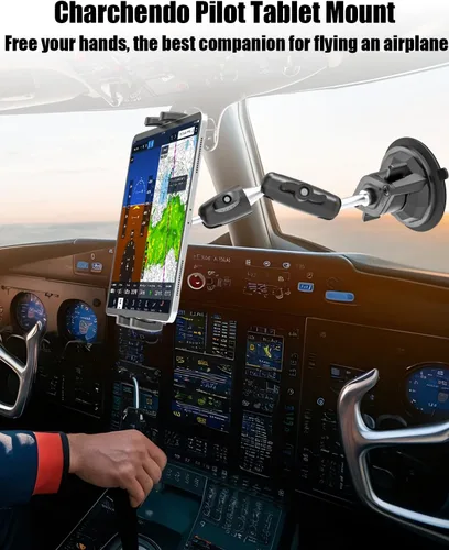 Vista 2 de Charchendo Pilot Tablet Mount [Upgraded Multi-Angle Adjustable Metal Arm], Aviation Cockpit Tablet Holder with Super Suction Cup, Fits iPad Pro