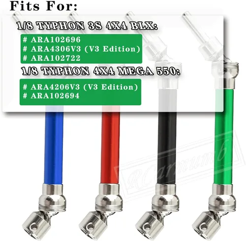 Vista 2 de Rc Eje de transmisión CVD Actualizaciones para 1/8 Typhon 4x4 3s Blx, 1/8 Typhon 550 Mega 4x4, 4 piezas Piezas de mejoras de ejes delanteros