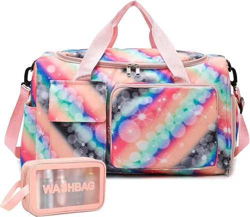 Vista 281 de Pequeña bolsa de gimnasio para mujer, bolsa de viaje con compartimento para zapatos