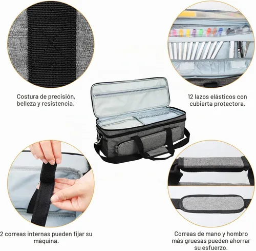 Vista 4 de Luxiv Estuche de transporte para Cricut Maker Bolsa de 2 capas para Explore Gris