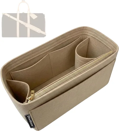 Vista 14 de Divitize Organizador de bolso premium compatible con LV Keepall 25/35/45/50/55/60, hecho a mano, ajuste perfecto, cómodo y resistente, fieltro