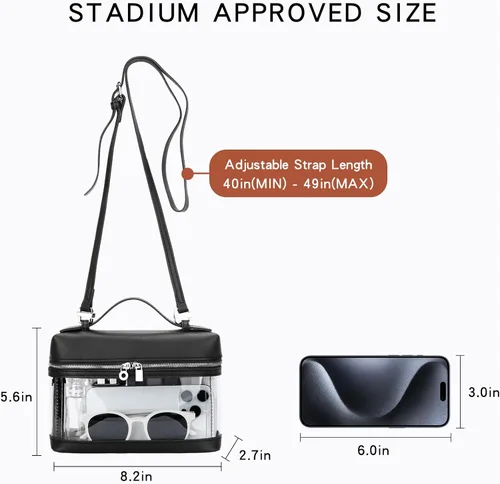 Vista 7 de KKXIU Bolsos cruzados transparentes para mujer, de piel vegana, aprobados para estadios, bolsas transparentes para conciertos y deportes