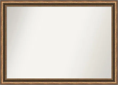 Vista 184 de Amanti Art Espejo de baño de bronce para sobre fregadero, 24 x 24 pulgadas, espejo de tocador cuadrado estrecho de bronce Manhattan, marco de madera