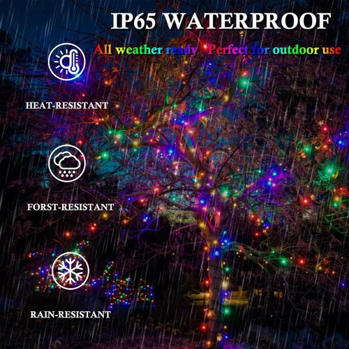 Vista 4 de Paquete de 4 tiras de luces solares mejoradas para exteriores, 400 luces LED de 132 pies para exteriores con 8 modos, IP65 impermeables para Luces