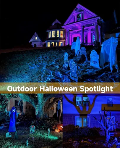 Vista 8 de Luces de Navidad para exteriores, iluminación de paisaje que cambia de color de 12 V con control remoto y temporizador (4H/6H/8H), focos RGB