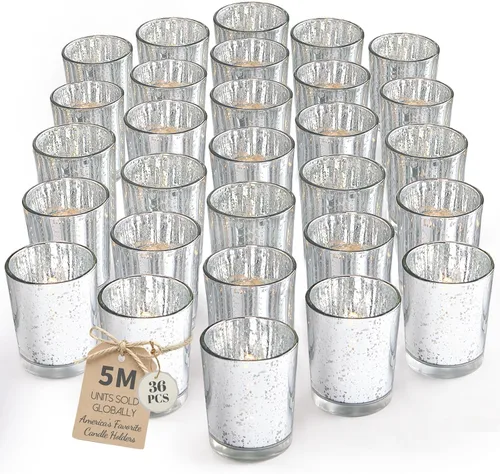 Vista 19 de LETINE 6 portavelas votivas moradas, tamaño votivo estándar para velas votivas regulares, soporte para velas de té para decoración del hogar Púrpura