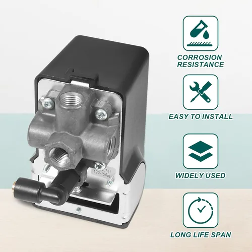Vista 3 de AUTOBABA Interruptor de Presión Compatible con Condor MDR 11/11 EA 26 AMP 120/240 Voltios 120-155 PSI 4 Puertos con Descarga 220 Voltios 110 Voltios